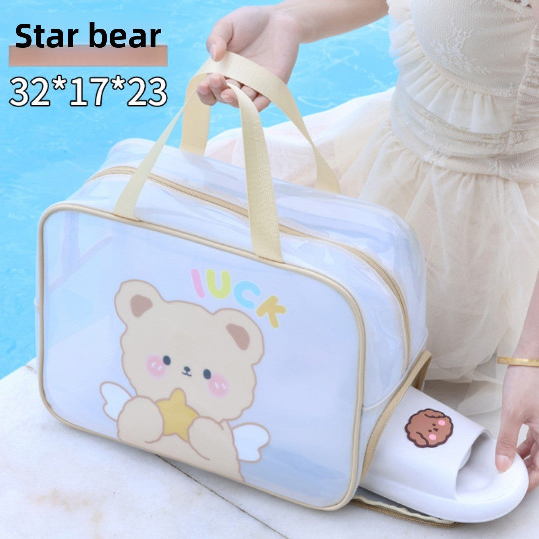 Dry & Wet Separation PVC Transparent Beach Bag - Double-Layer Portable Travel Toiletry Bag with Compartments -dropshippingabc.com